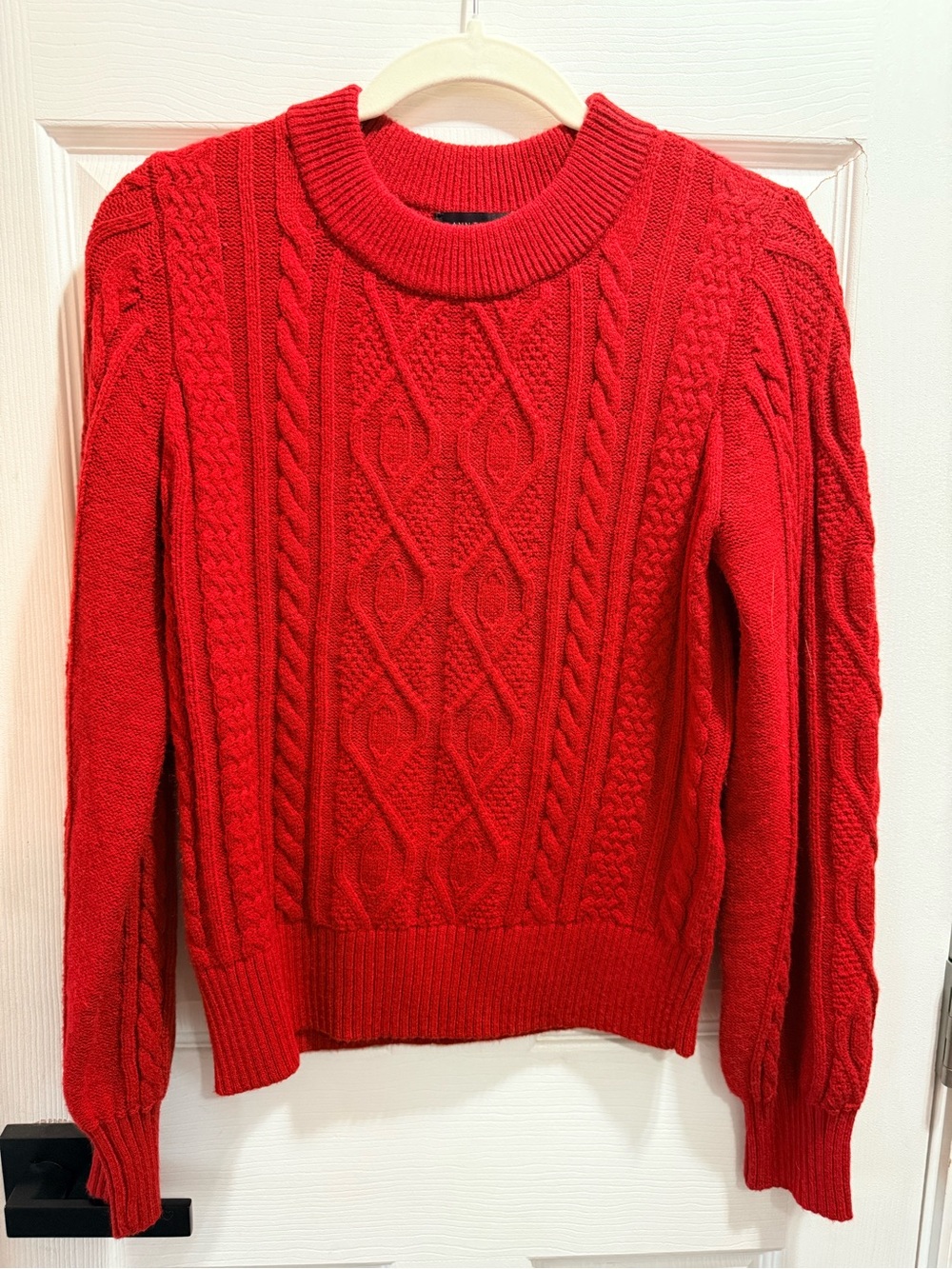 Ann Taylor Red Cable Knit Mock Neck Sweater Small